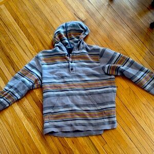 Pendleton Striped Hooded Sweater in Gray and Tan